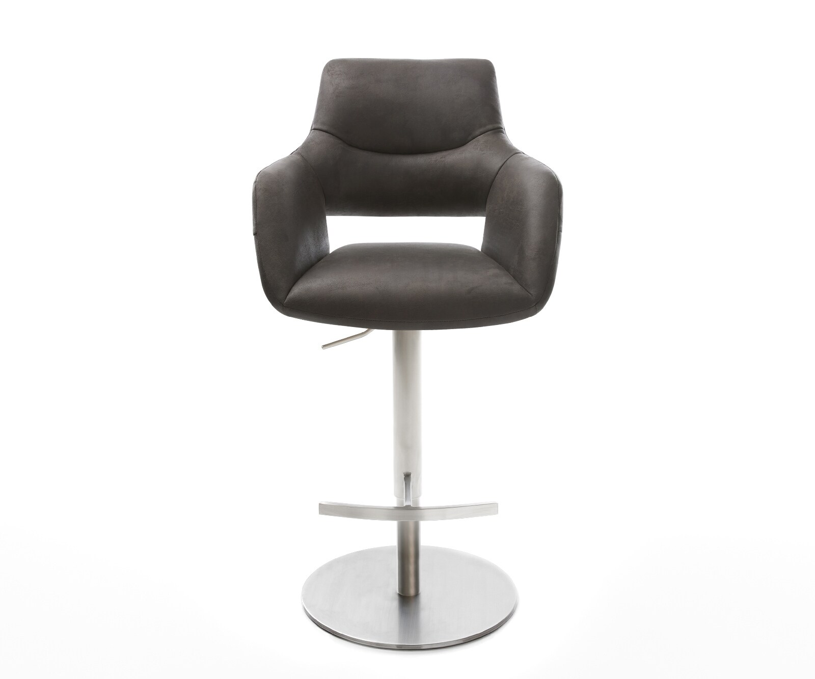 Barstoel Yago-Flex microvezel antraciet vintage draaivoet in hoogte verstelbaar RVS draaibaar pocketvering 2