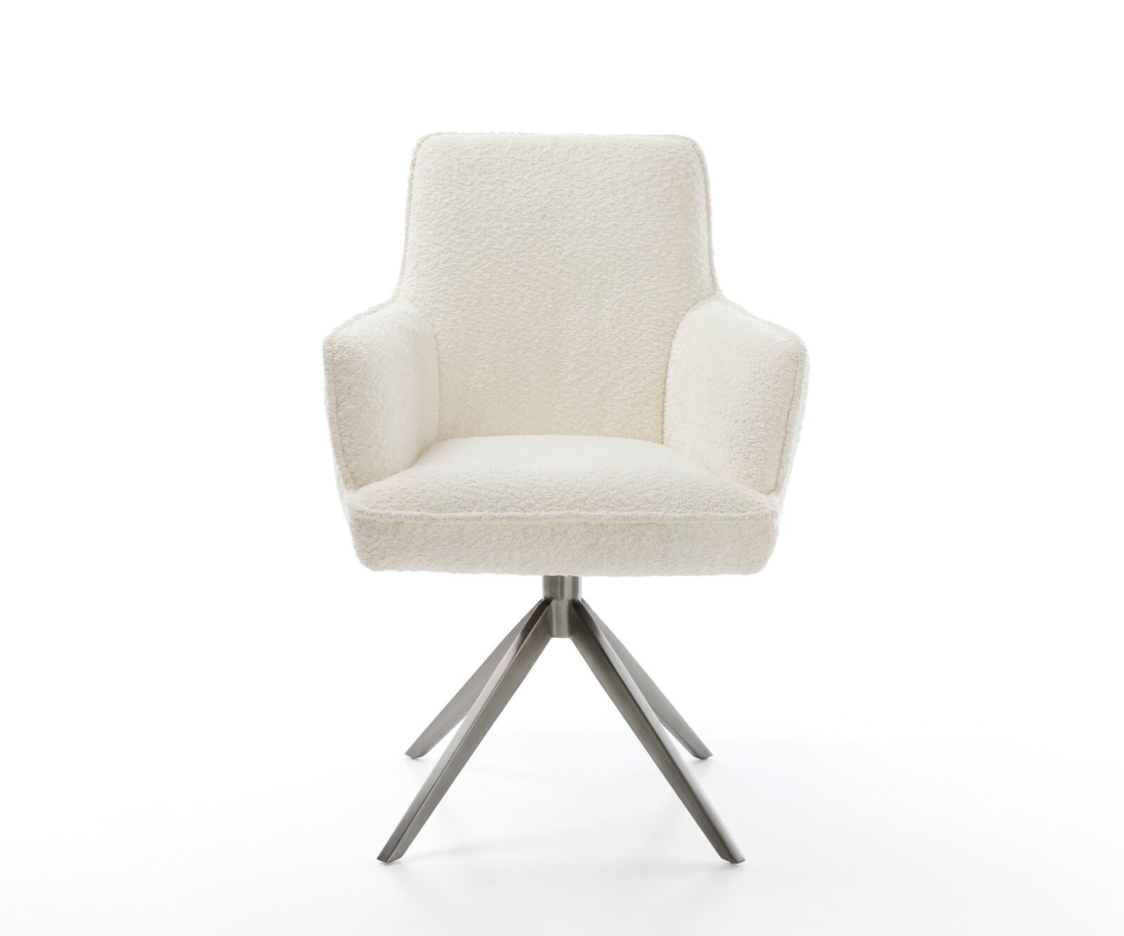 Draaistoel Heira-Flex met armleuning bouclé wit kruisframe breed grafiet 360° draaibaar rocker-functie pocketveer kern 1