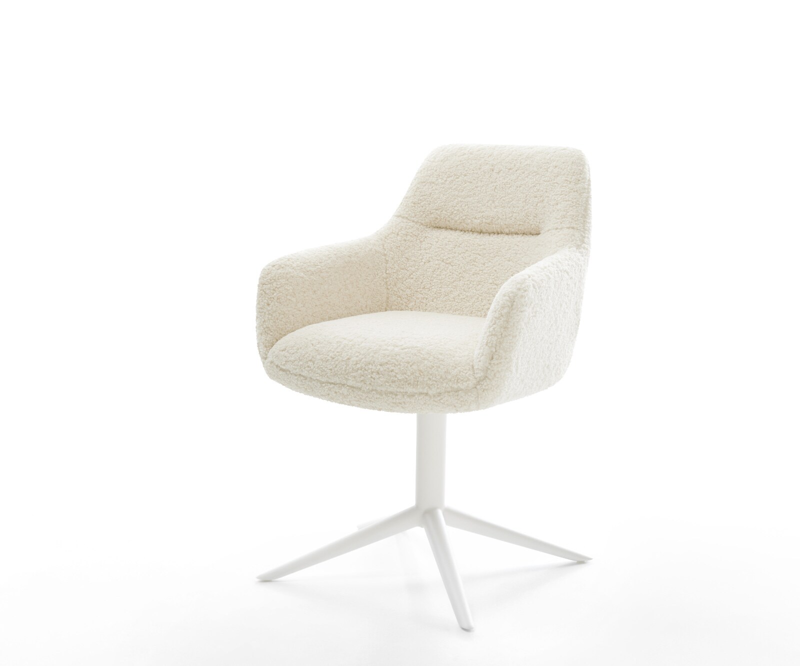 Draaistoel Pejo-Flex teddy beige kruispoot wit 360° draaibaar rocker-functie pocketveer kern 1