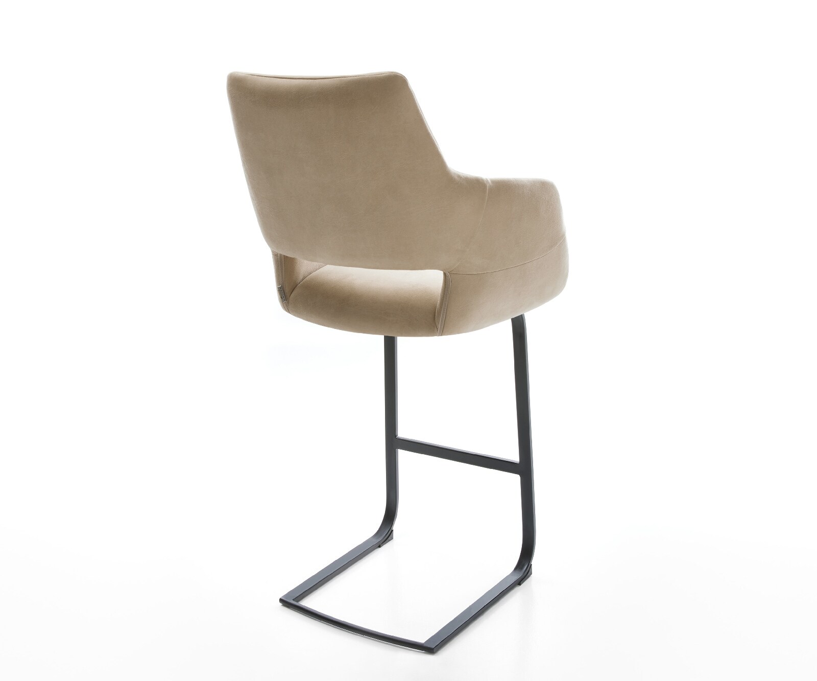 Barstoel Yago-Flex Microvezel Beige Vintage Vrijkantelframe plat metaal Zwart Pocketvering 5