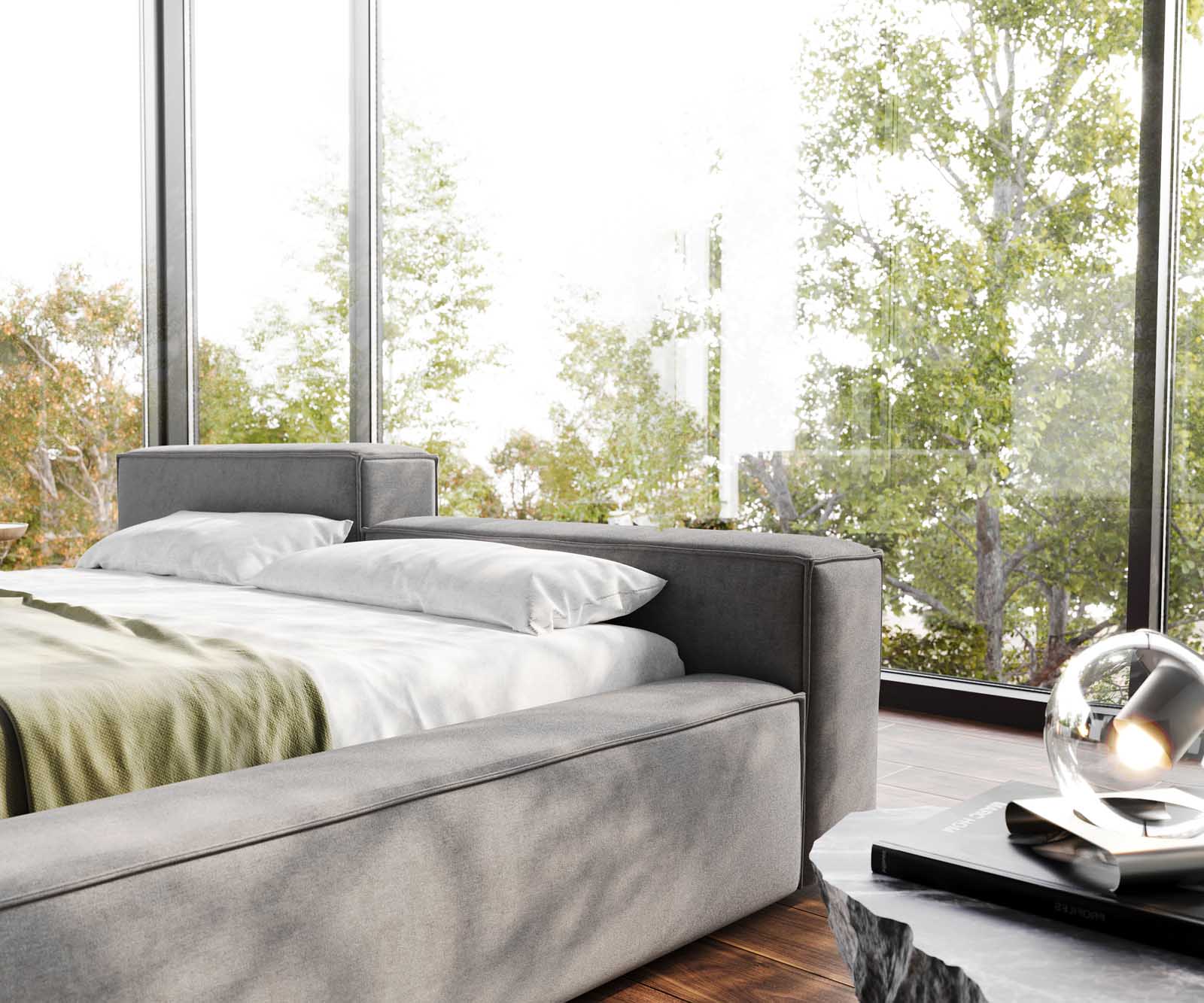 Bedframe Kalinea 180x200 cm microvezel grijs 5