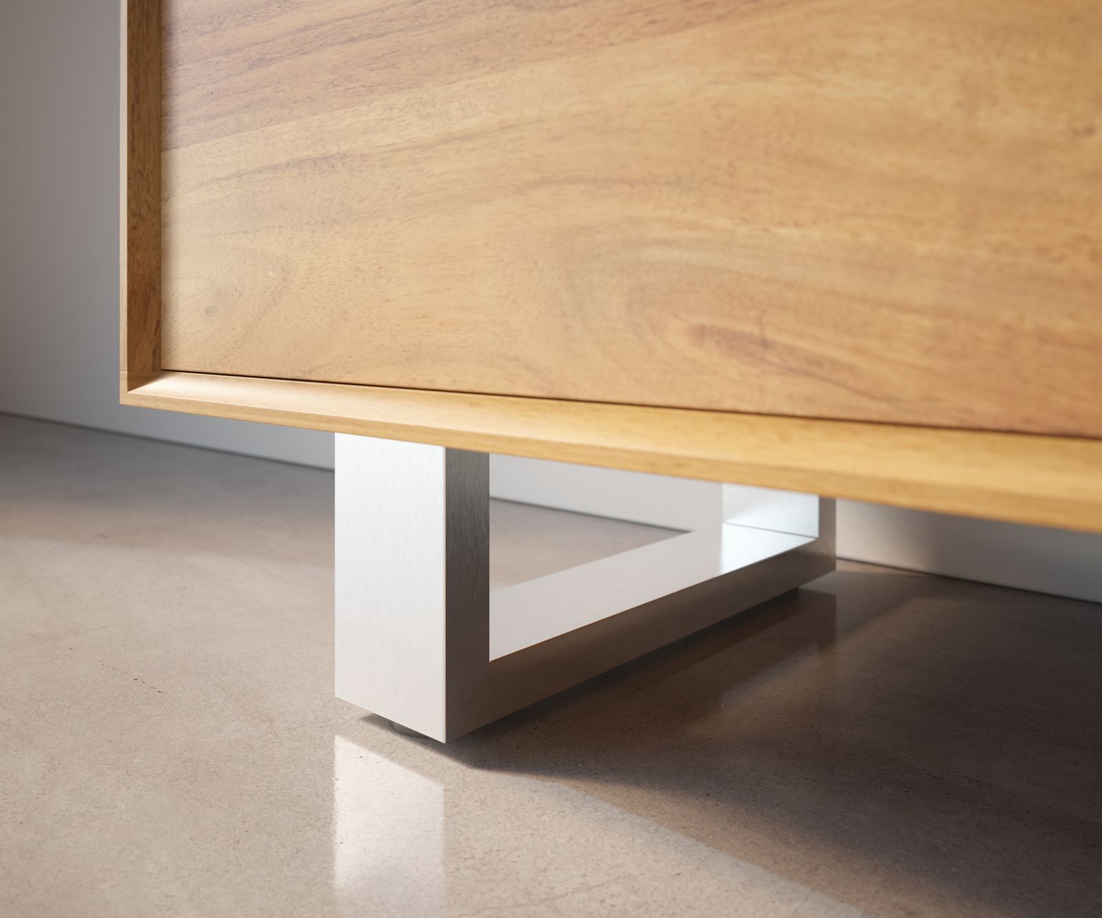 Pootdrager 12,5 cm geborsteld RVS voor 40 cm diepe kastmeubelen (set van 2) 2