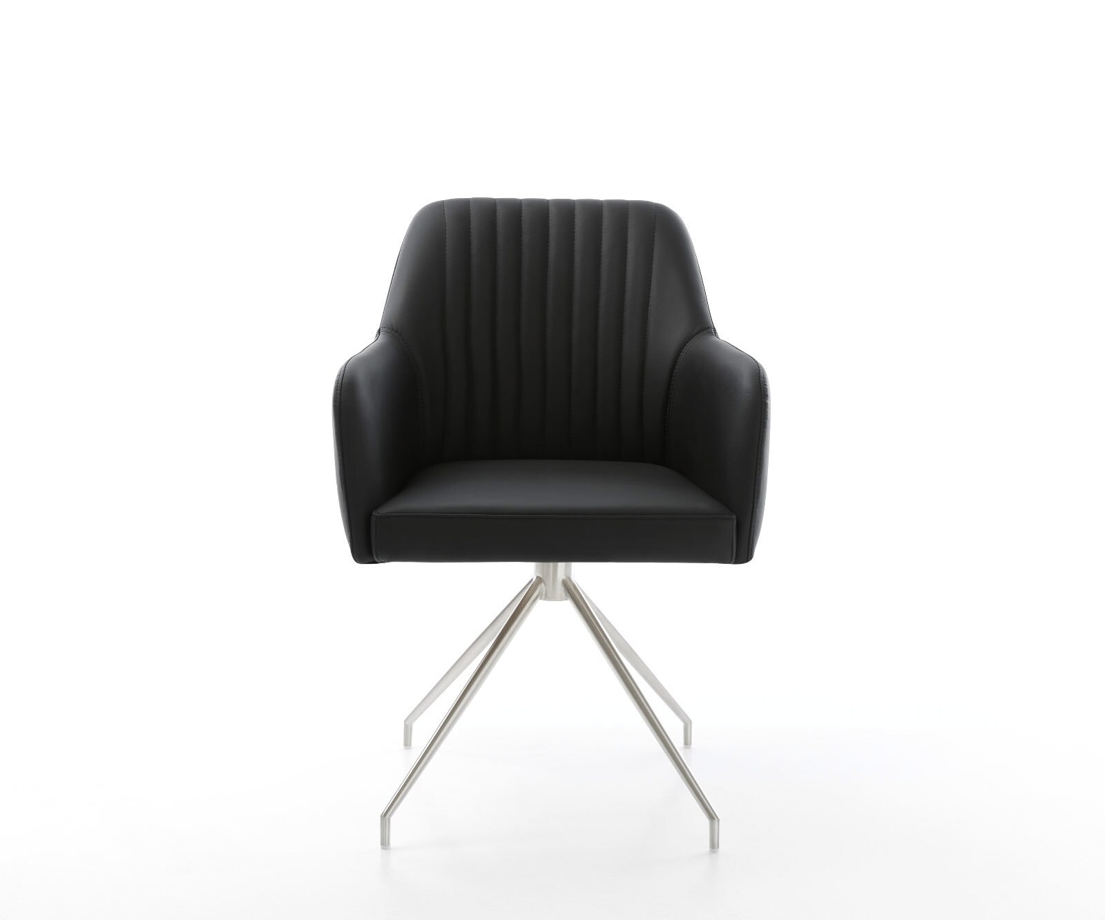 Eetkamerstoel Greg-Flex echt leer zwart kruisframe conisch roestvrij staal pocketveer kern 1 Eetkamerstoel Greg-Flex echt leer zwart kruisframe conisch roestvrij staal pocketveer kern 1