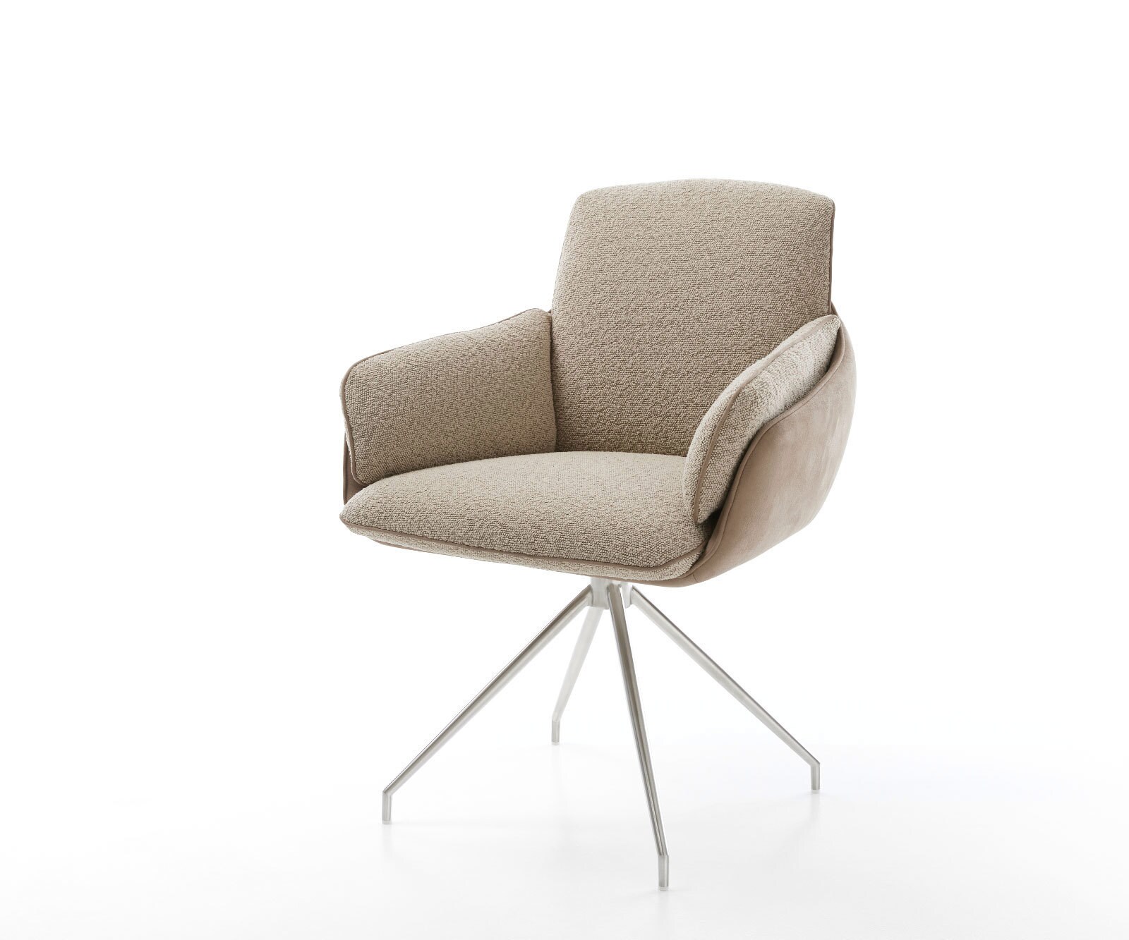 Draaistoel Luan-Flex met armleuning materiaalmix mud kruisframe conisch roestvrij staal 180° draaibaar