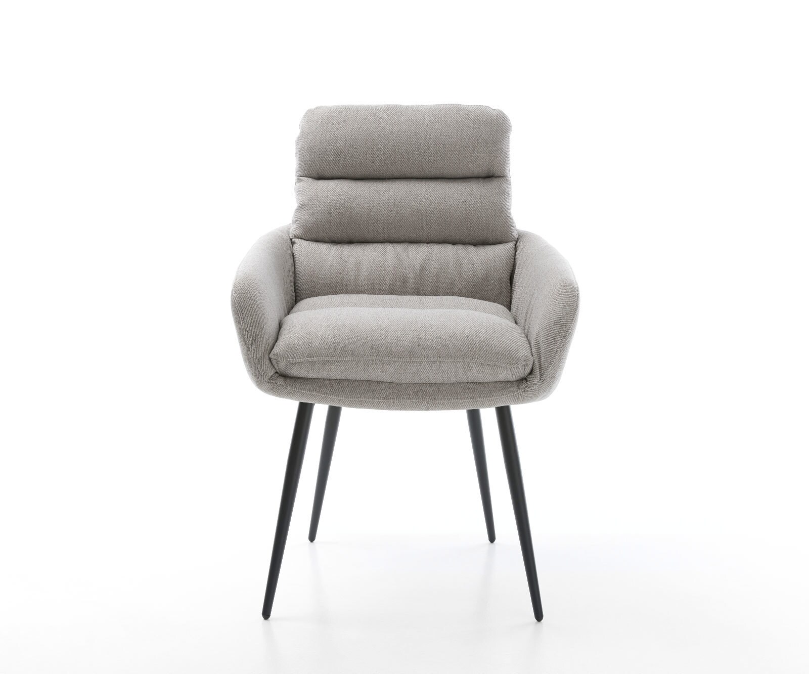 Eetkamerstoel Abelia-Flex met armleuning stripes lichtgrijs 4-poot conisch zwart 2 Eetkamerstoel Abelia-Flex met armleuning stripes lichtgrijs 4-poot conisch zwart 2