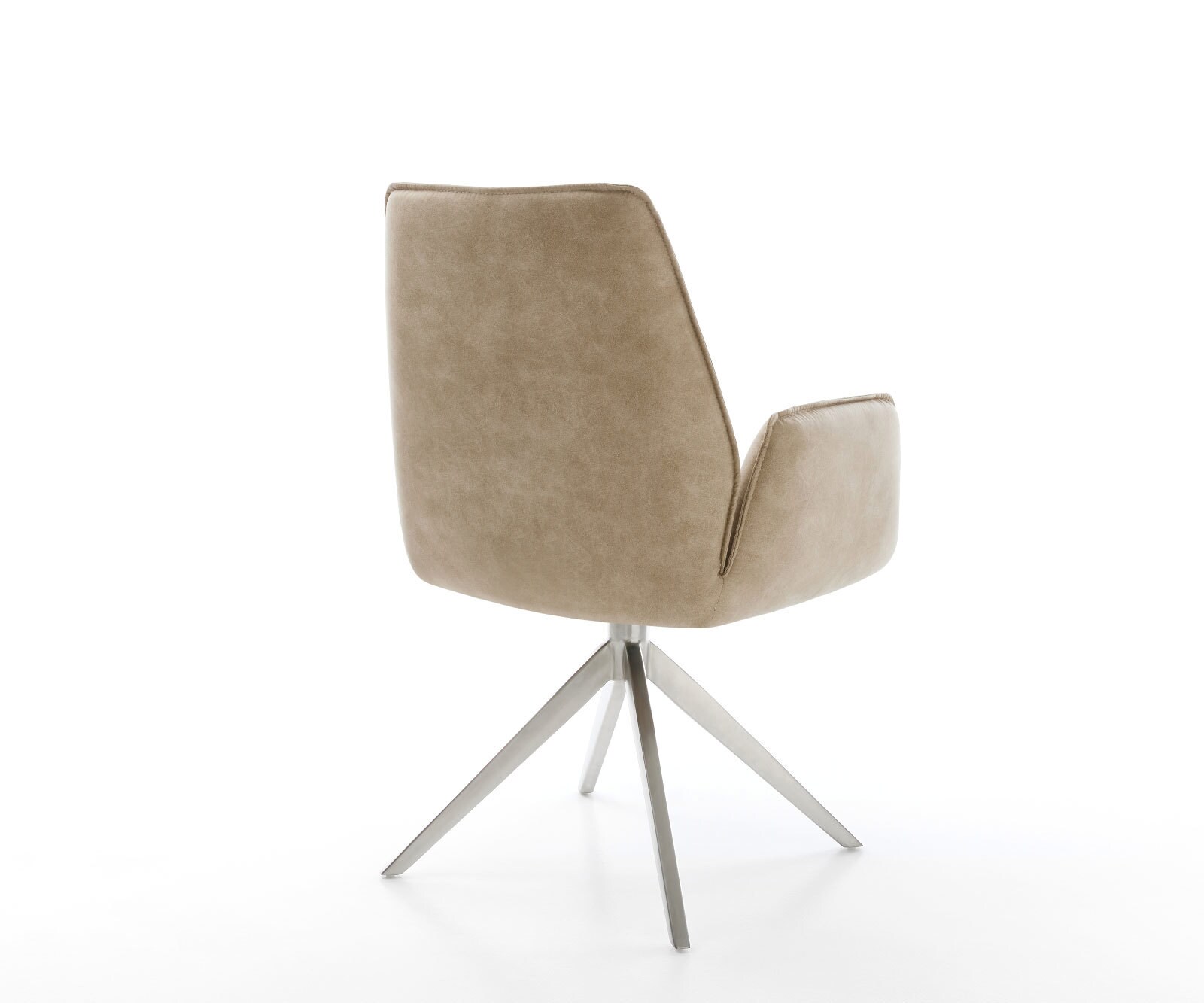 Draaistoel Zoa-Flex microvelours beige vintage kruisframe breed roestvrij staal 360° draaibaar rocker-functie pocketveer kern 4