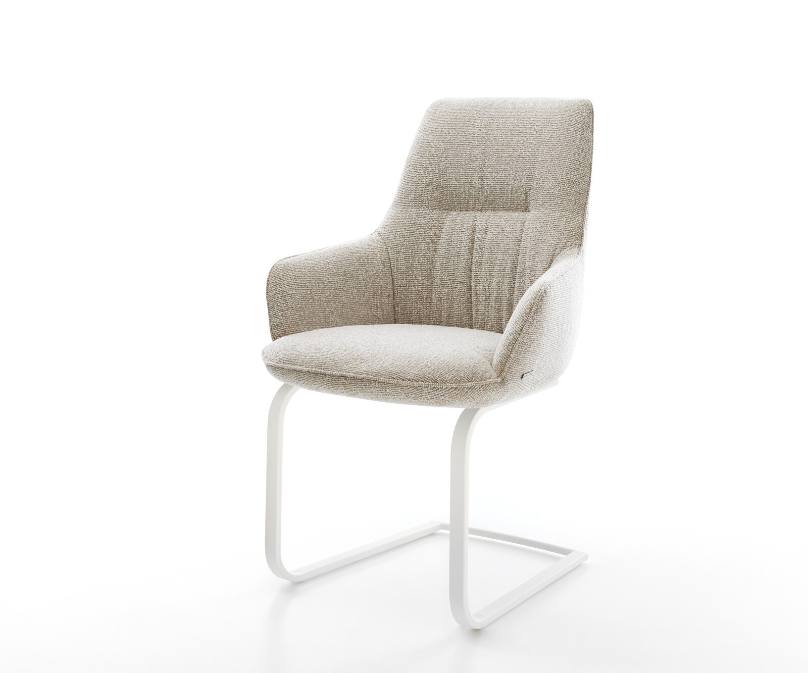 Sledemodel Zelia-Flex met armleuning geweven stof beige sledemodel vlak wit pocketveer kern