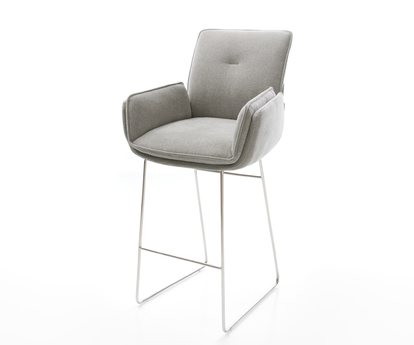 Barstoel Nela-Flex Zachte stof met structuur Grijs Sledeonderstel roestvrij staal Zilver 1