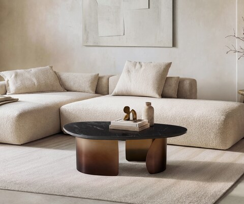 Salontafel Marvello 100x50 cm marmer zwart goud metaal goud fusion afwerking
