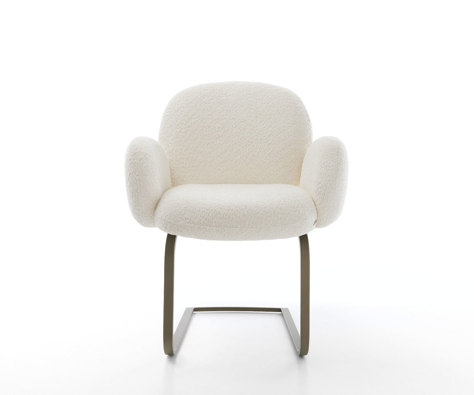 Sledemodel Nube-Flex met armleuning bouclé wit sledemodel vlak afwerking met titanium pocketveer kern 1 Sledemodel Nube-Flex met armleuning bouclé wit sledemodel vlak afwerking met titanium pocketveer kern 1