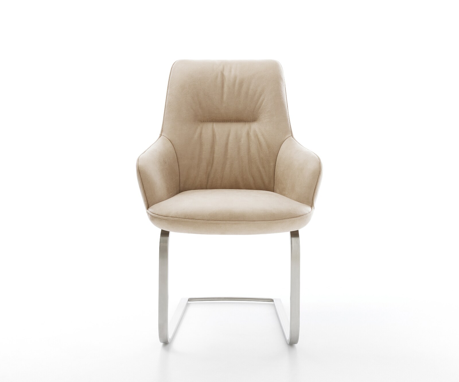 Sledemodel Zelia-Flex met armleuning microvelours beige vintage sledemodel vlak roestvrij staal pocketveer kern 2