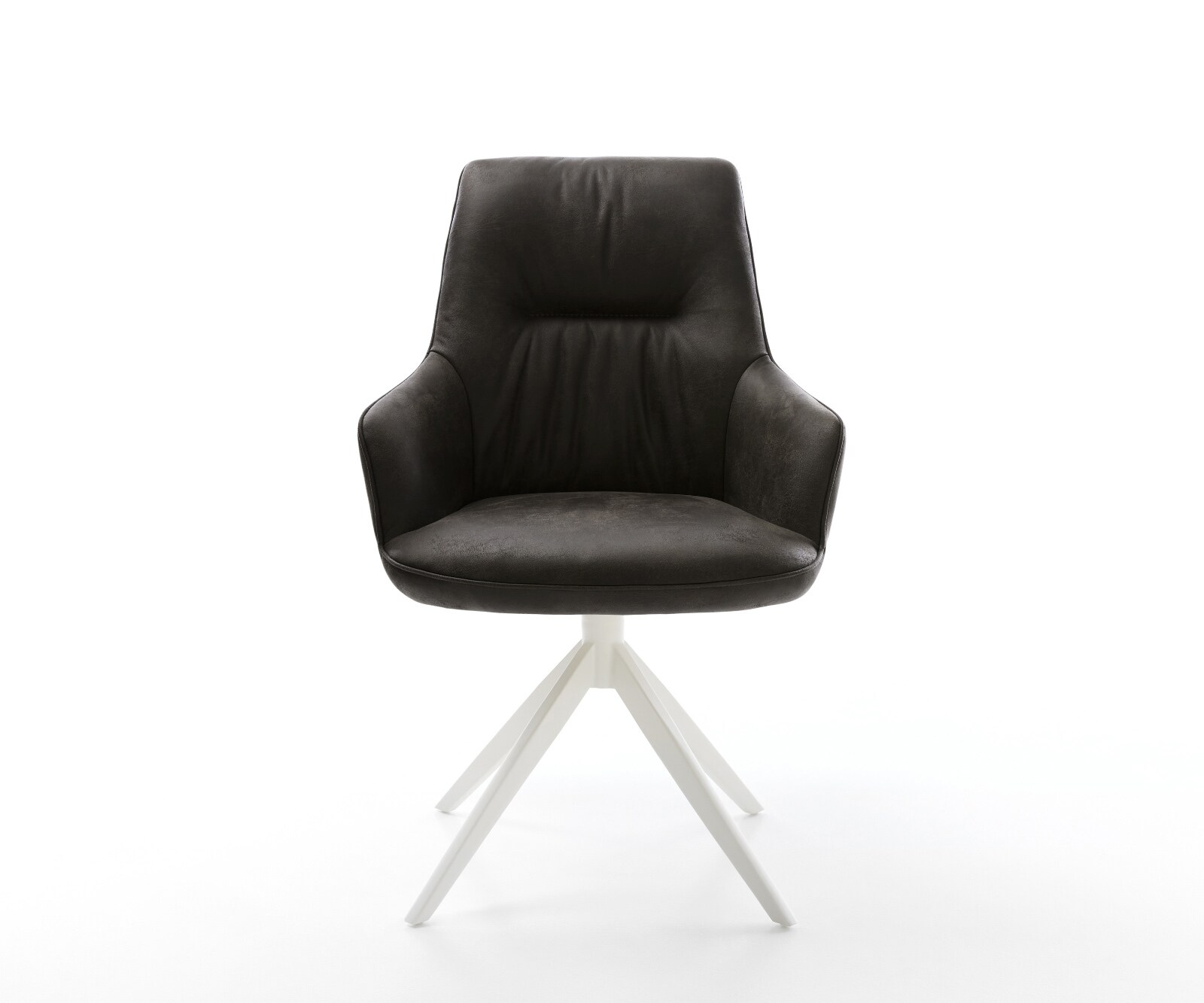 Draaistoel Zelia-Flex met armleuning microvelours antraciet vintage kruisframe breed wit 360° draaibaar rocker-functie pocketveer kern 2
