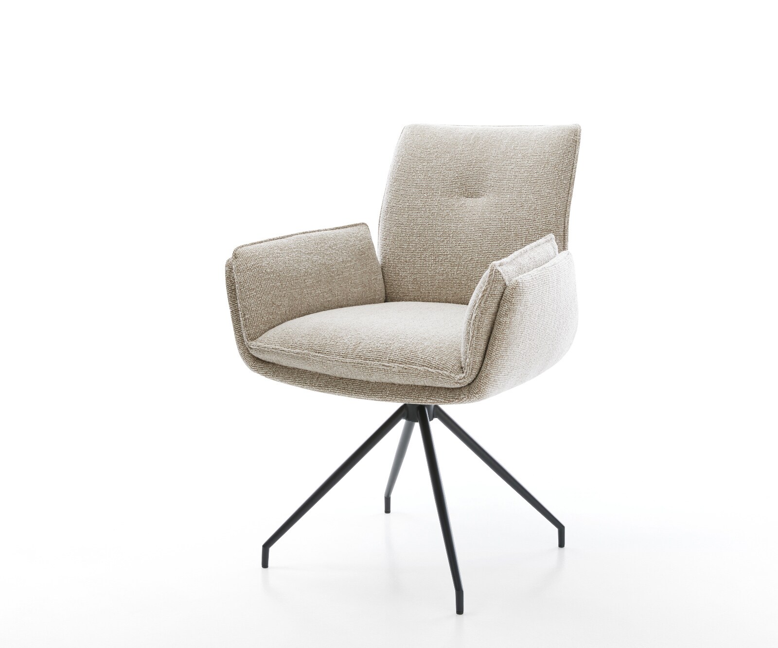 Eetkamerstoel Nela-Flex geweven stof beige kruisframe conisch zwart