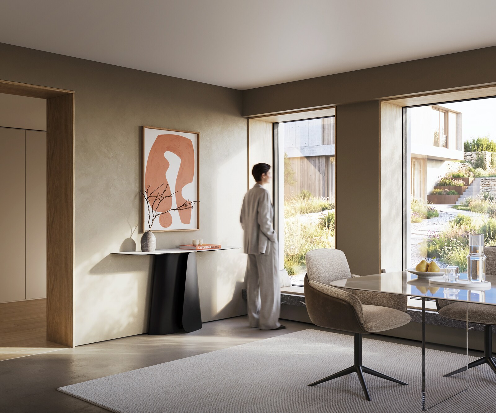 Consoletafel Edge Bootvorm 140x40 cm Keramiek Laminam® Statuarietto Weiß Livos Metaal Zwart 6