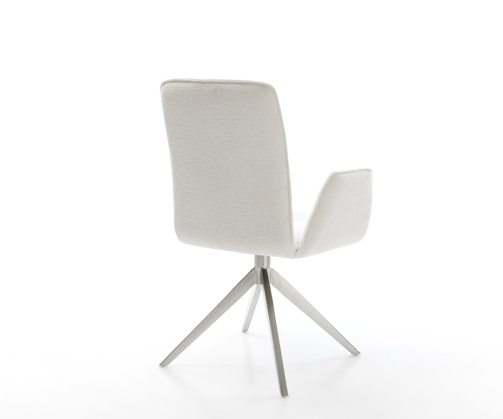 Draaistoel Vinja-Flex bouclé zacht beige kruisframe breed roestvrij staal 360° draaibaar rocker-functie 4