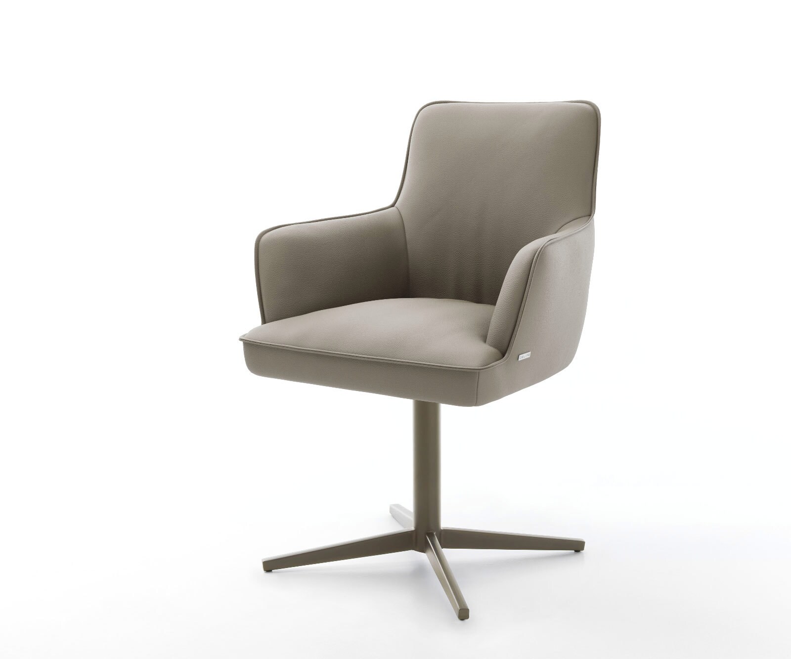 Draaistoel Heira-Flex met armleuning echt leer mud kruispoot afwerking met titanium 360° draaibaar pocketveer kern