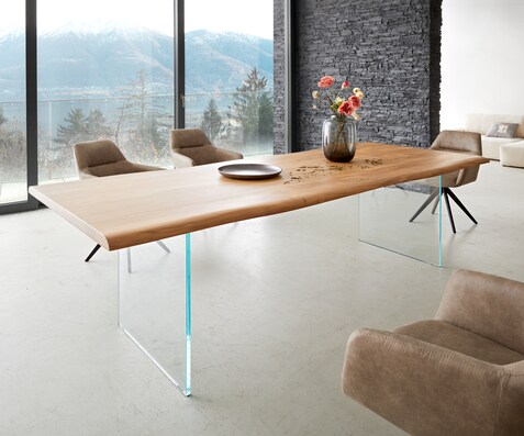 Eettafel Edge 260x100 acacia natuur glas Live-Edge