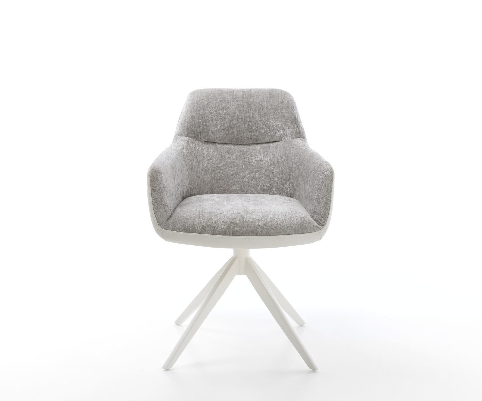 Draaistoel Pejo-Flex materiaalmix echt leer wit-zilver grijs kruisframe breed wit 360° draaibaar rocker-functie pocketveer kern 2