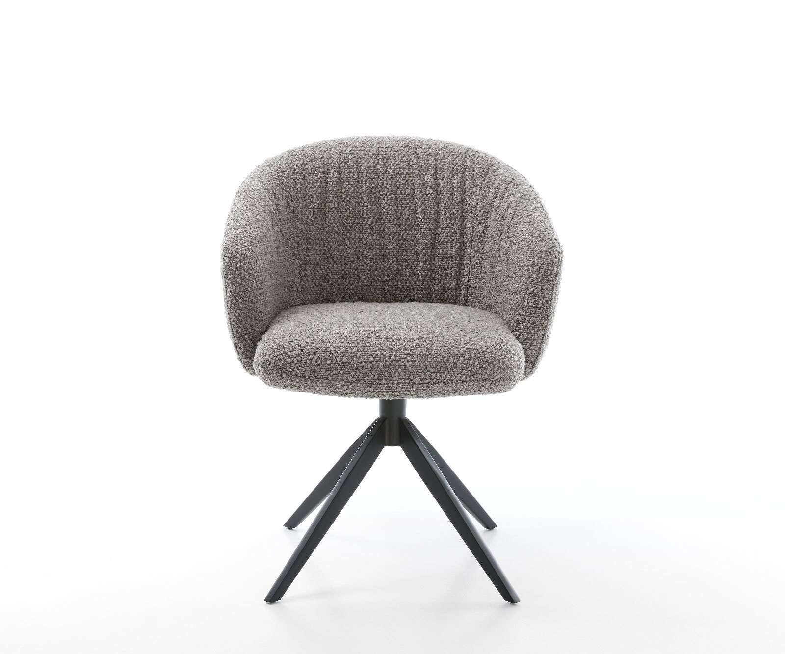 Draaistoel Caja-Flex met armleuning bouclé zilver grijs kruisframe breed zwart 360° draaibaar pocketveer kern 1