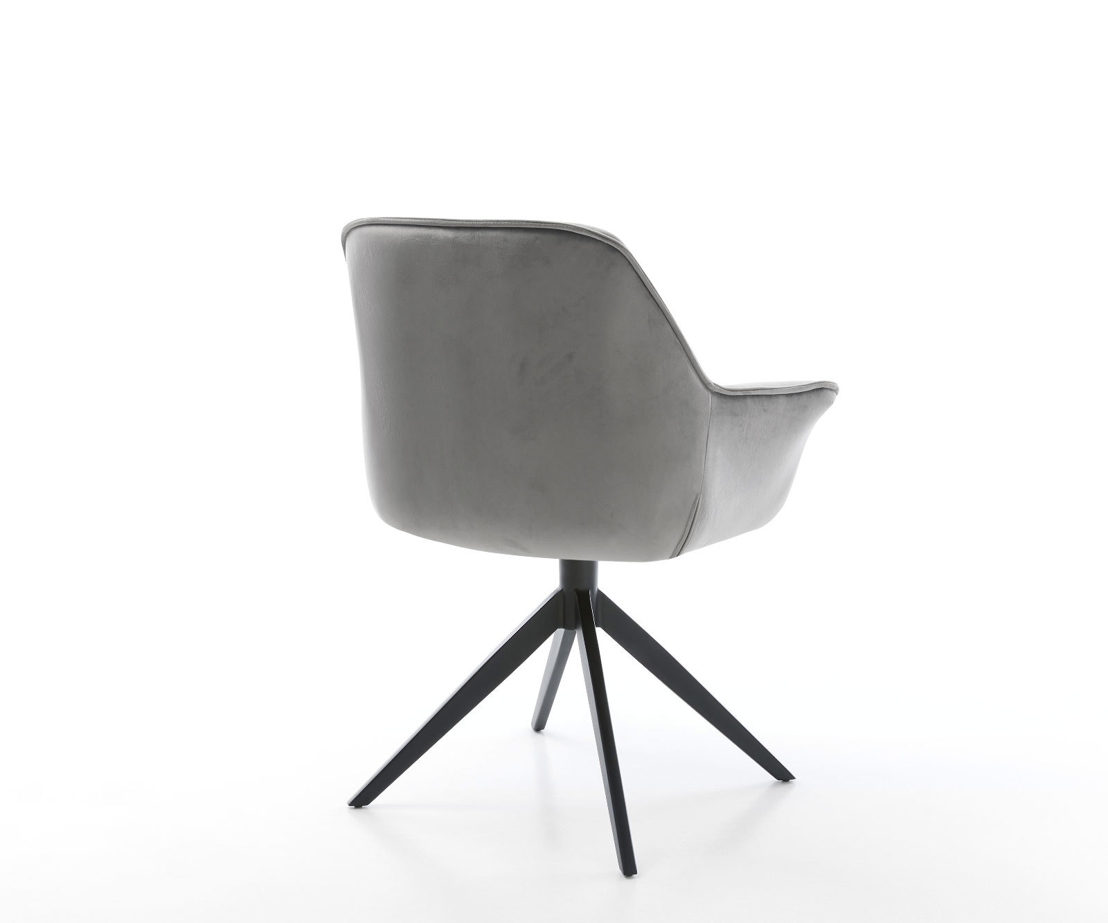 Eetkamerstoel Keila-Flex met armleuning fluweel grijs kruisframe breed zwart 5