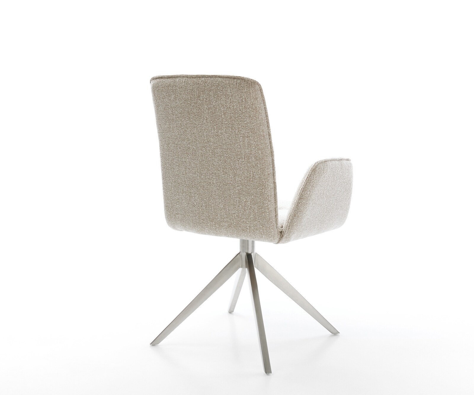 Draaistoel Vinja-Flex geweven stof beige kruisframe breed roestvrij staal 360° draaibaar rocker-functie 5