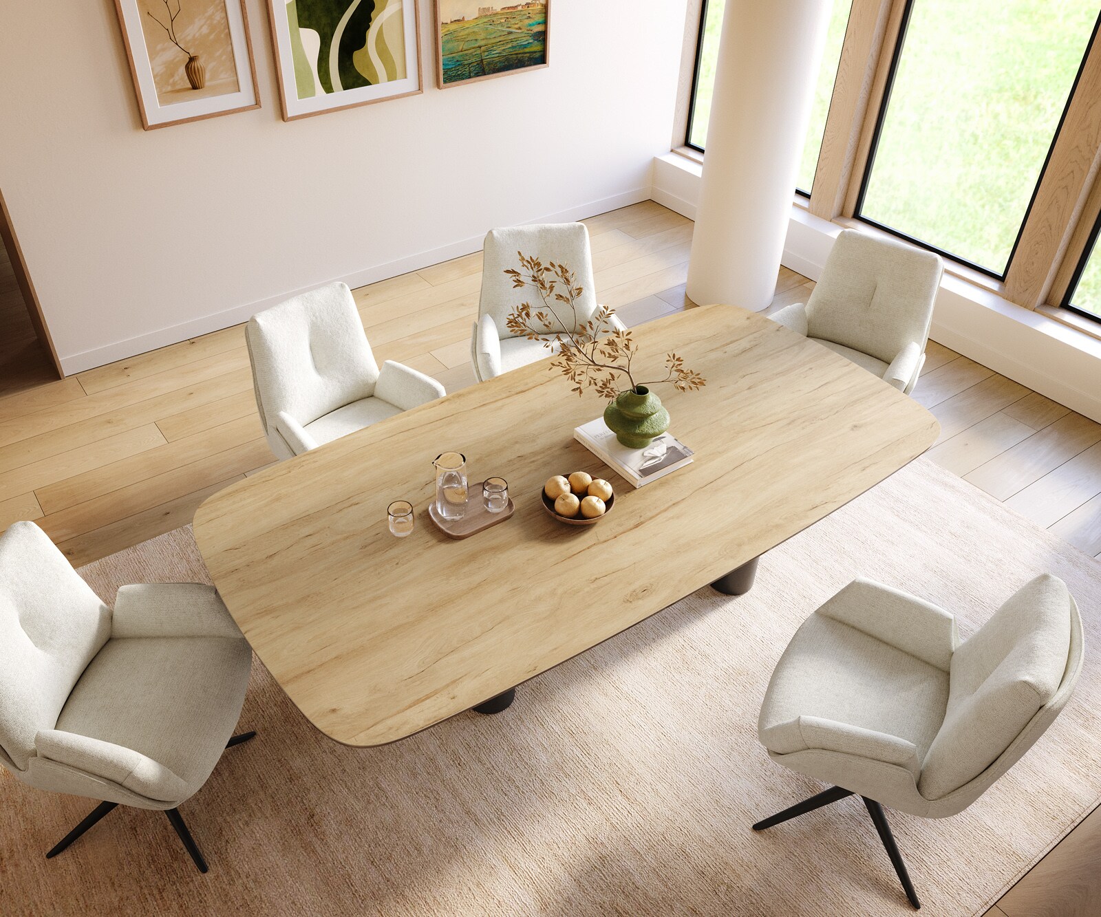 Eettafel Edge Boot 240x120 cm Keramiek Laminam® Sabbia Eichefarbig Pilier Metaal Zwart 4