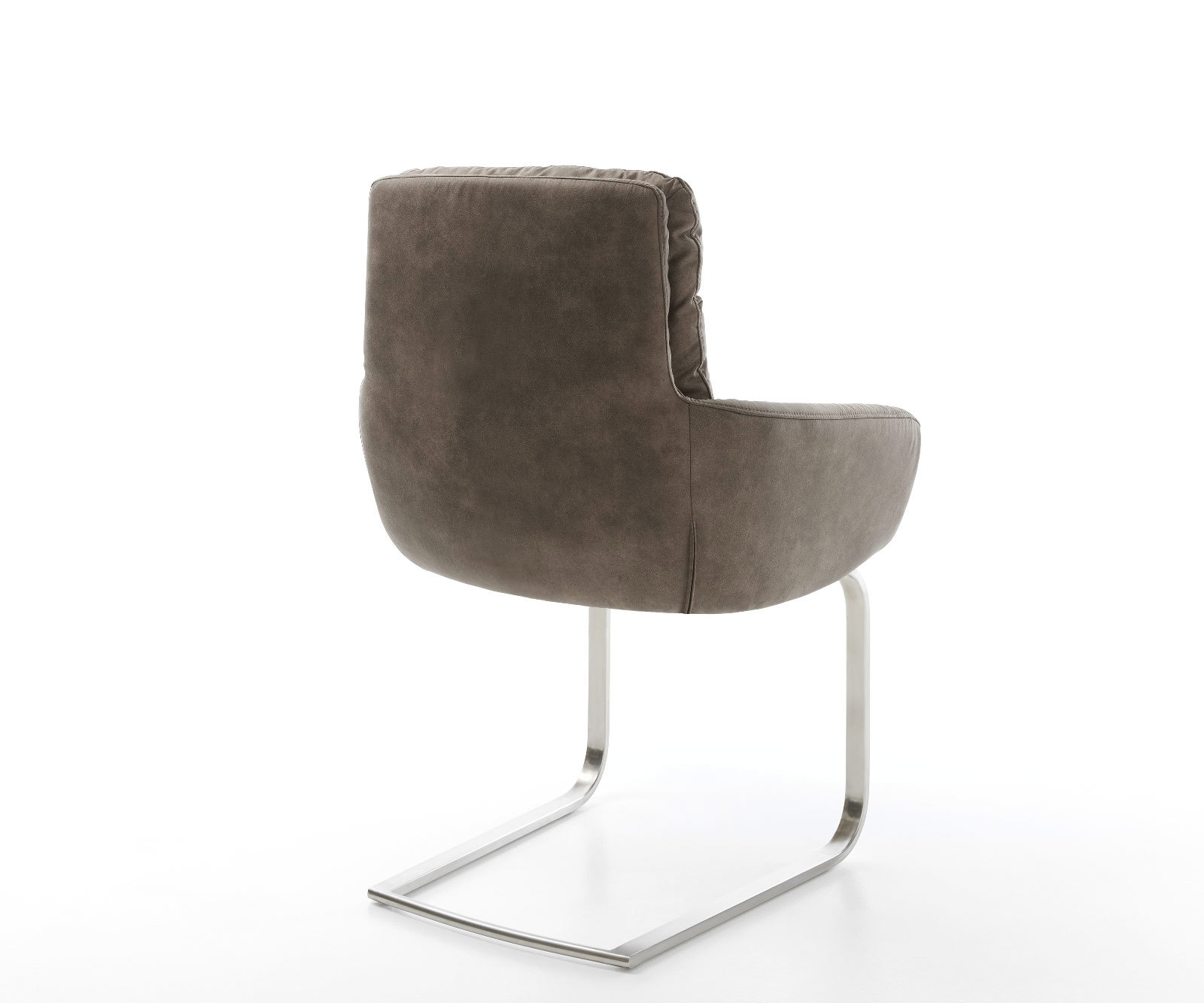 Sledemodel Abelia-Flex met armleuning microvelours taupe vintage sledemodel vlak roestvrij staal 4 Sledemodel Abelia-Flex met armleuning microvelours taupe vintage sledemodel vlak roestvrij staal 4