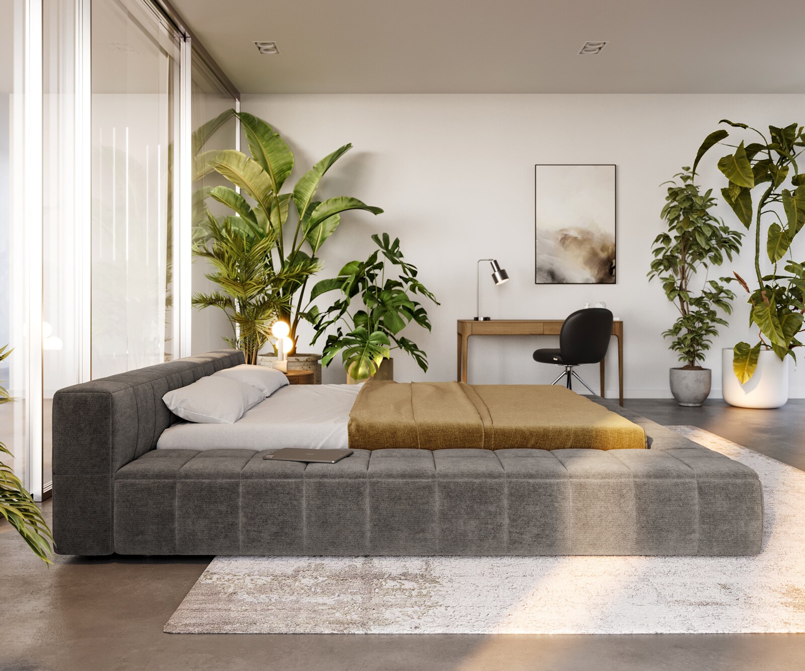 Gestoffeerd bedframe Espazio 180x200 cm bouclé Soft Mud 3