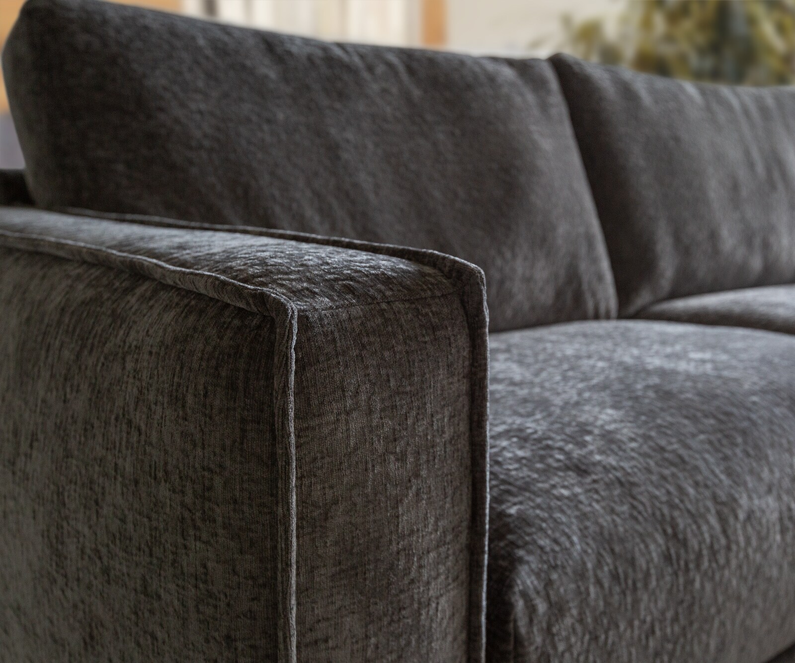 Hoekbank Sottil 290 x 165cm Chenille grijs recamiere rechts 4