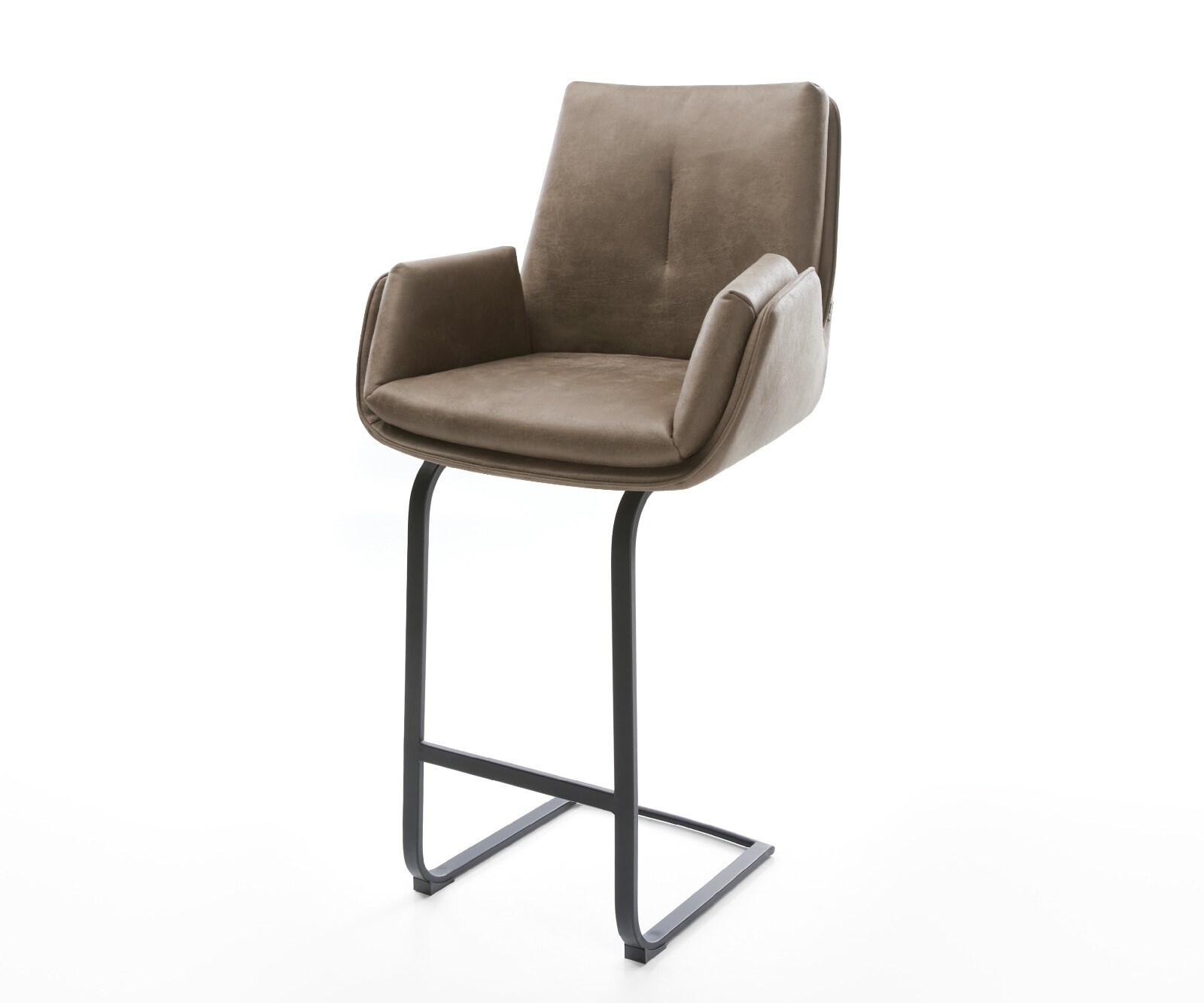 Barstoel Clea-Flex Microvezel Taupe Vintage Vrijkantelframe plat metaal Zwart 1