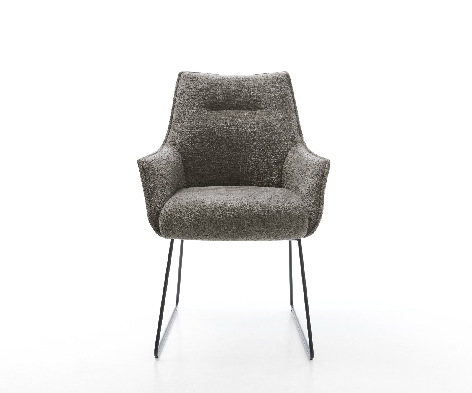 Eetkamerstoel Alja-Flex met armleuning bouclé zacht mud slipframe zwart pocketveer kern 1