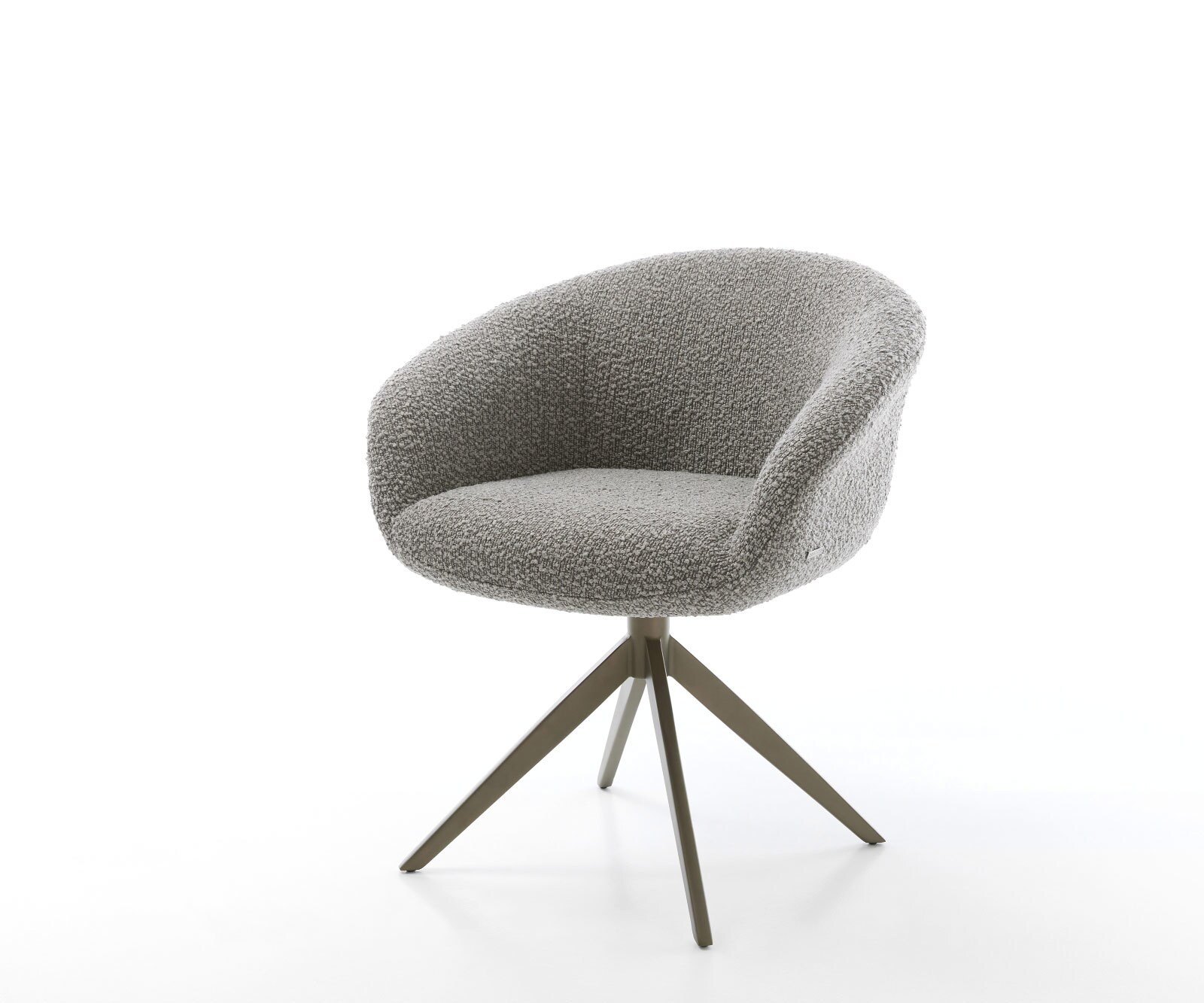 Draaistoel Vinka-Flex met armleuning bouclé zilver grijs kruisframe breed afwerking met titanium 360° draaibaar rocker-functie pocketveer kern
