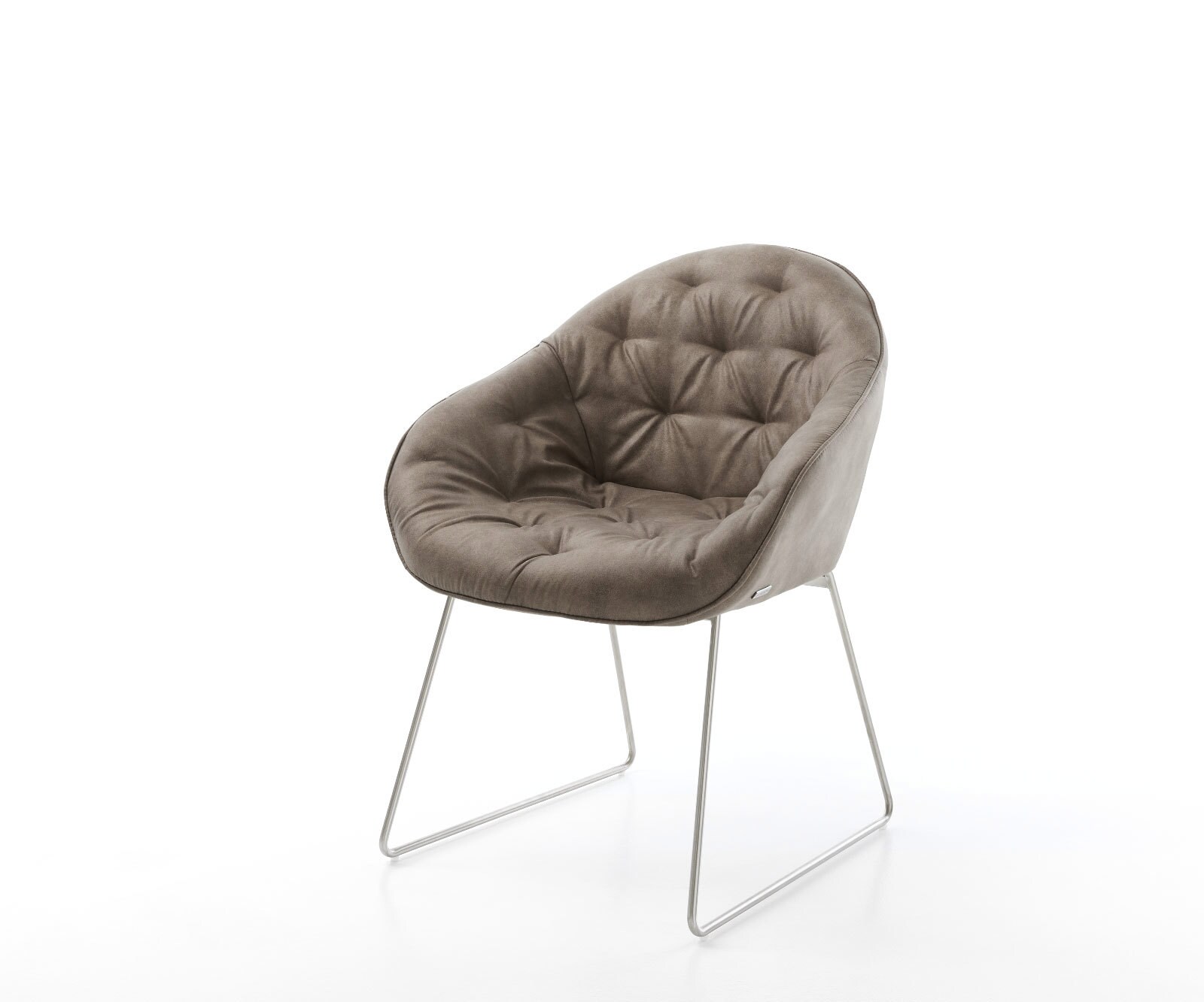 Eetkamerstoel Gaio-Flex microvelours taupe vintage slipframe roestvrij staal