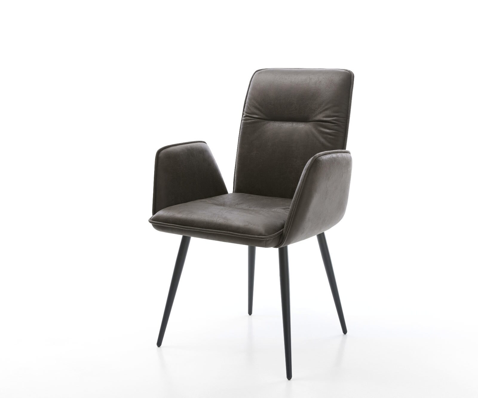 Eetkamerstoel Vinja-Flex microvelours antraciet vintage 4-poot conisch zwart