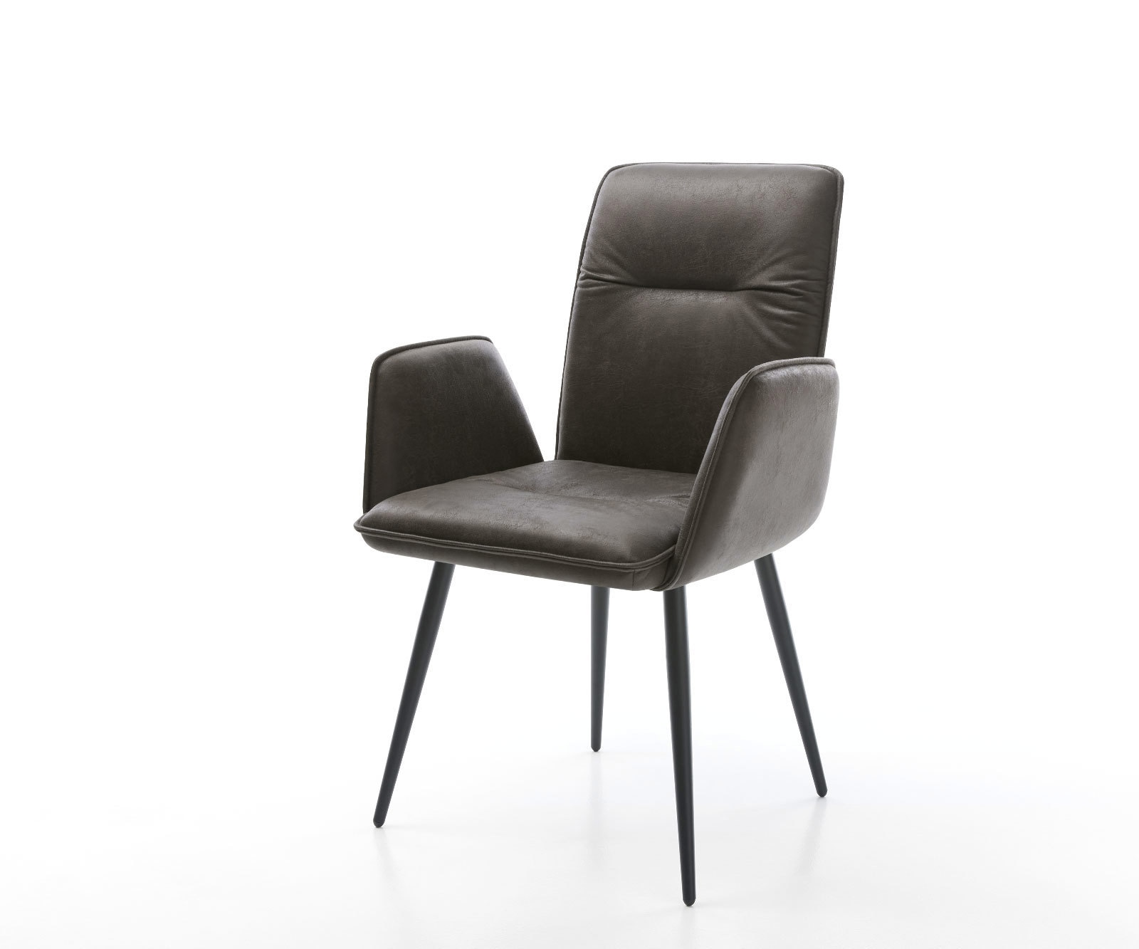 Eetkamerstoel Vinja-Flex microvelours antraciet vintage 4-poot conisch zwart Eetkamerstoel Vinja-Flex microvelours antraciet vintage 4-poot conisch zwart