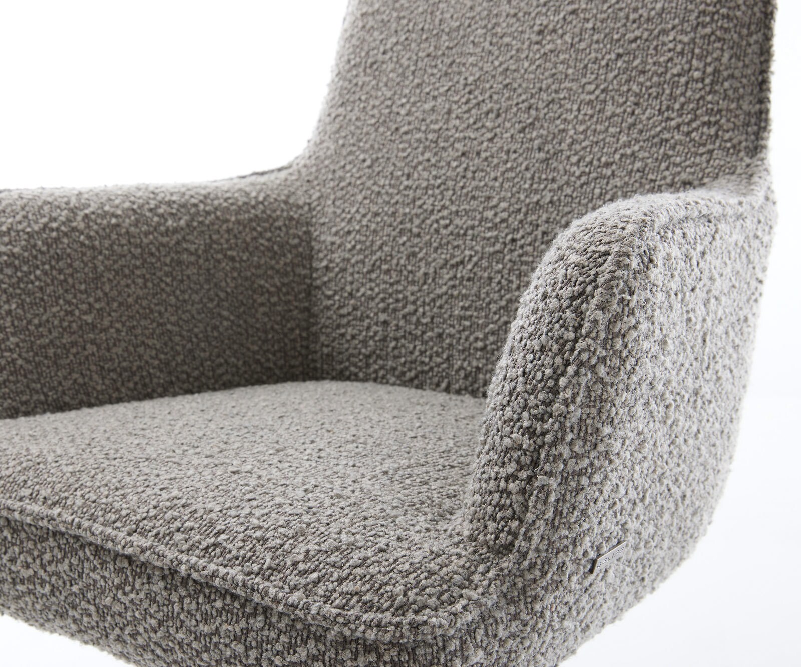 Draaistoel Heira-Flex met armleuning bouclé zilver grijs kruisframe breed grafiet 360° draaibaar rocker-functie pocketveer kern 4