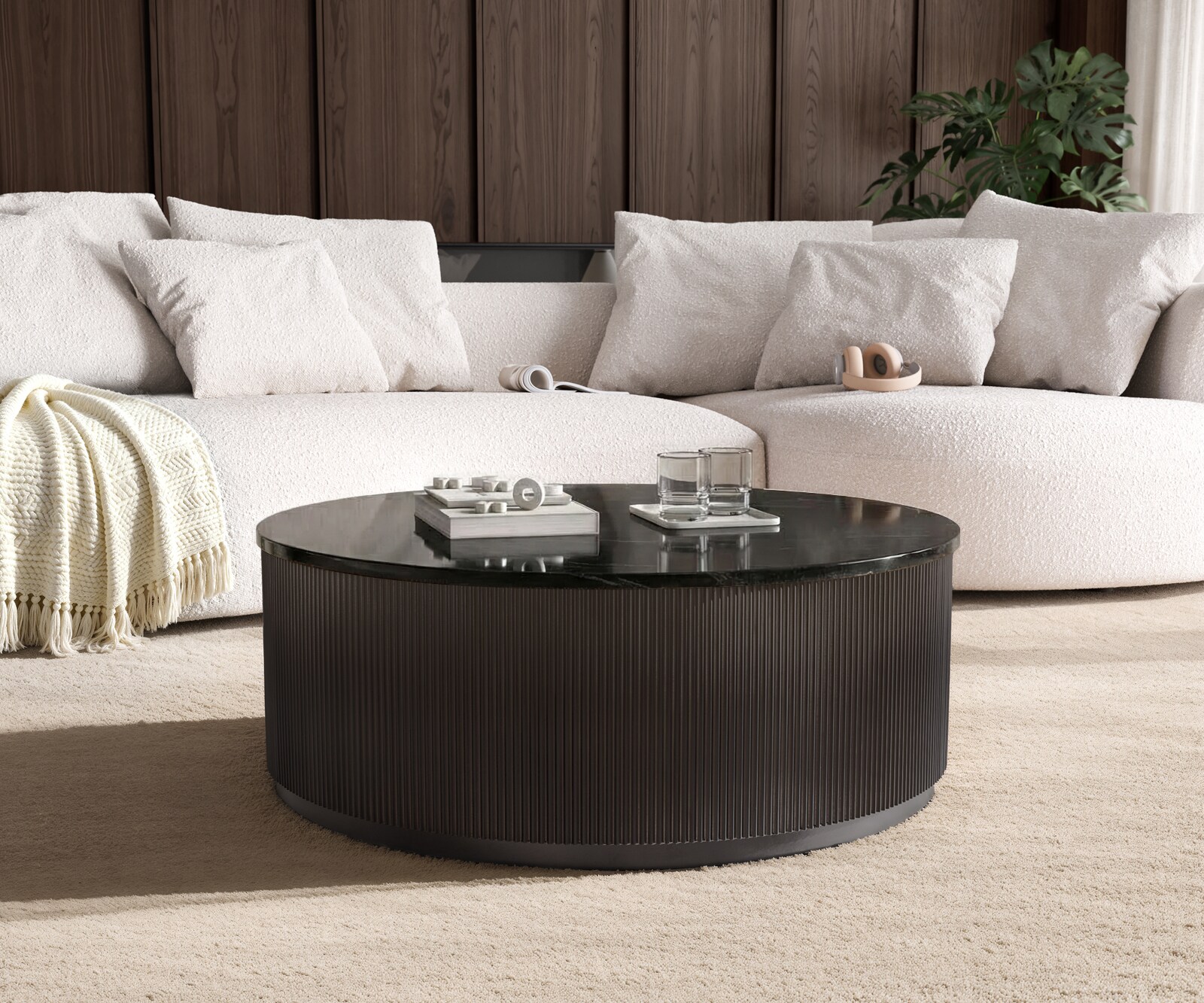 Salontafel Fiorano 90x90 cm marmer zwart zilver metaal Black Antique 3