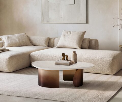 Salontafel Marvello 100x50 cm marmer wit metaal gold fusion afwerking