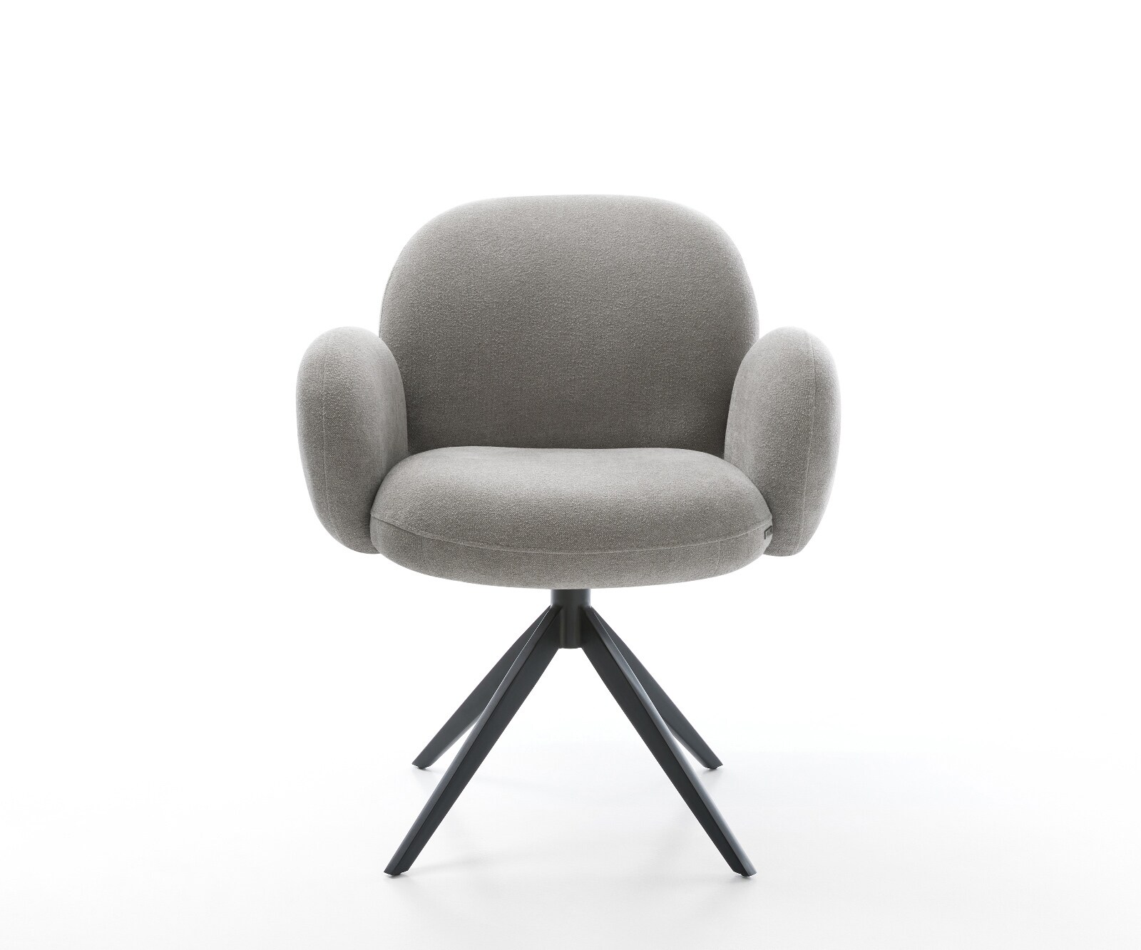 Draaistoel Nube-Flex met armleuning zachte stof met structuur grijs kruisframe breed zwart 360° draaibaar rocker-functie pocketveer kern 2