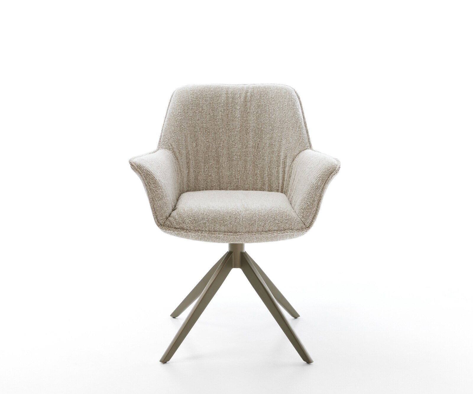 Draaistoel Keila-Flex met armleuning geweven stof beige kruisframe breed afwerking met titanium 360° draaibaar rocker-functie 2