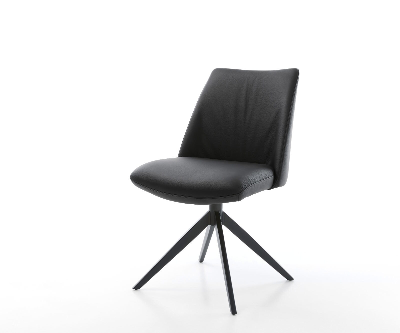 Draaistoel Elso-Flex echt leer zwart kruisframe breed zwart 360° draaibaar rocker-functie pocketveer kern