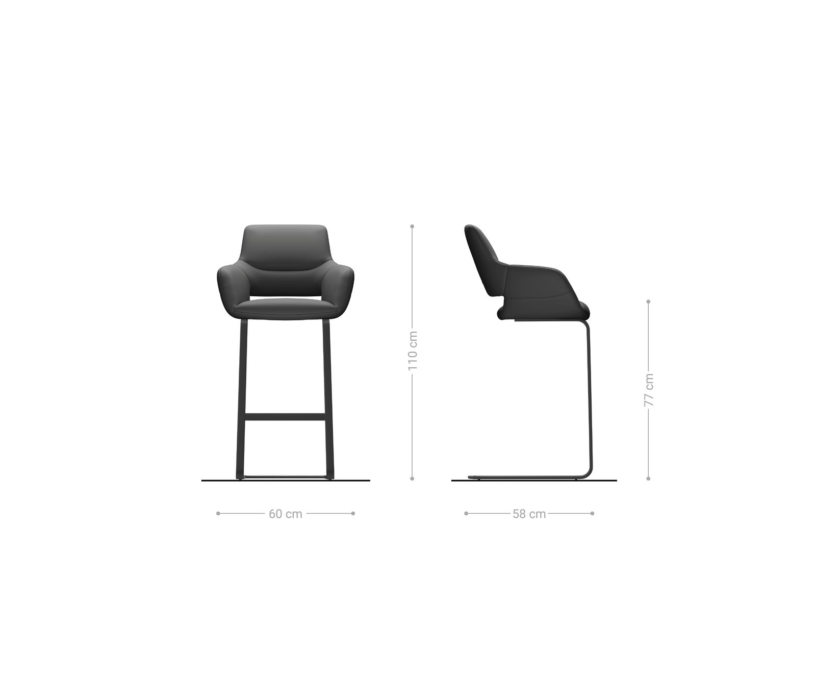 Barstoel Yago-Flex bouclé wit vrijstaand vlak RVS pocketvering 6