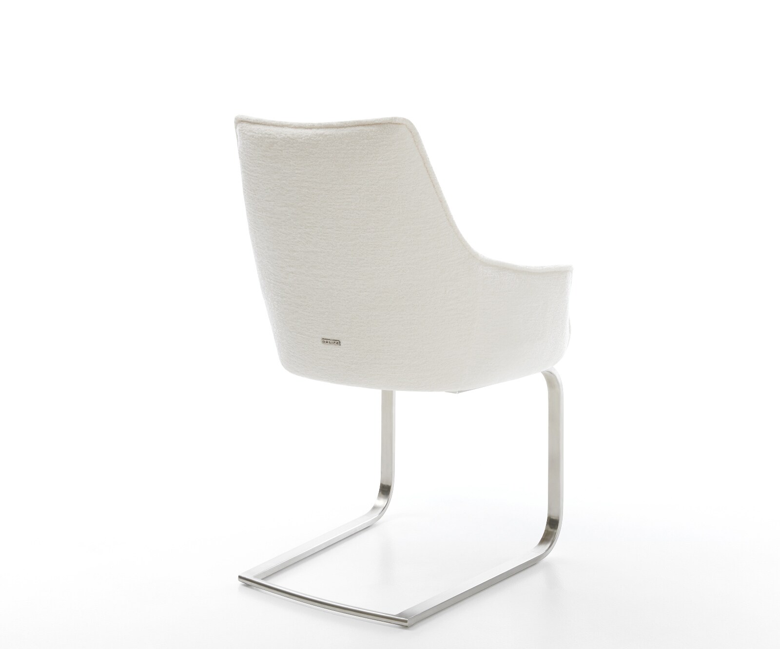 Sledemodel Alja-Flex met armleuning bouclé zacht beige sledemodel vlak roestvrij staal pocketveer kern 4