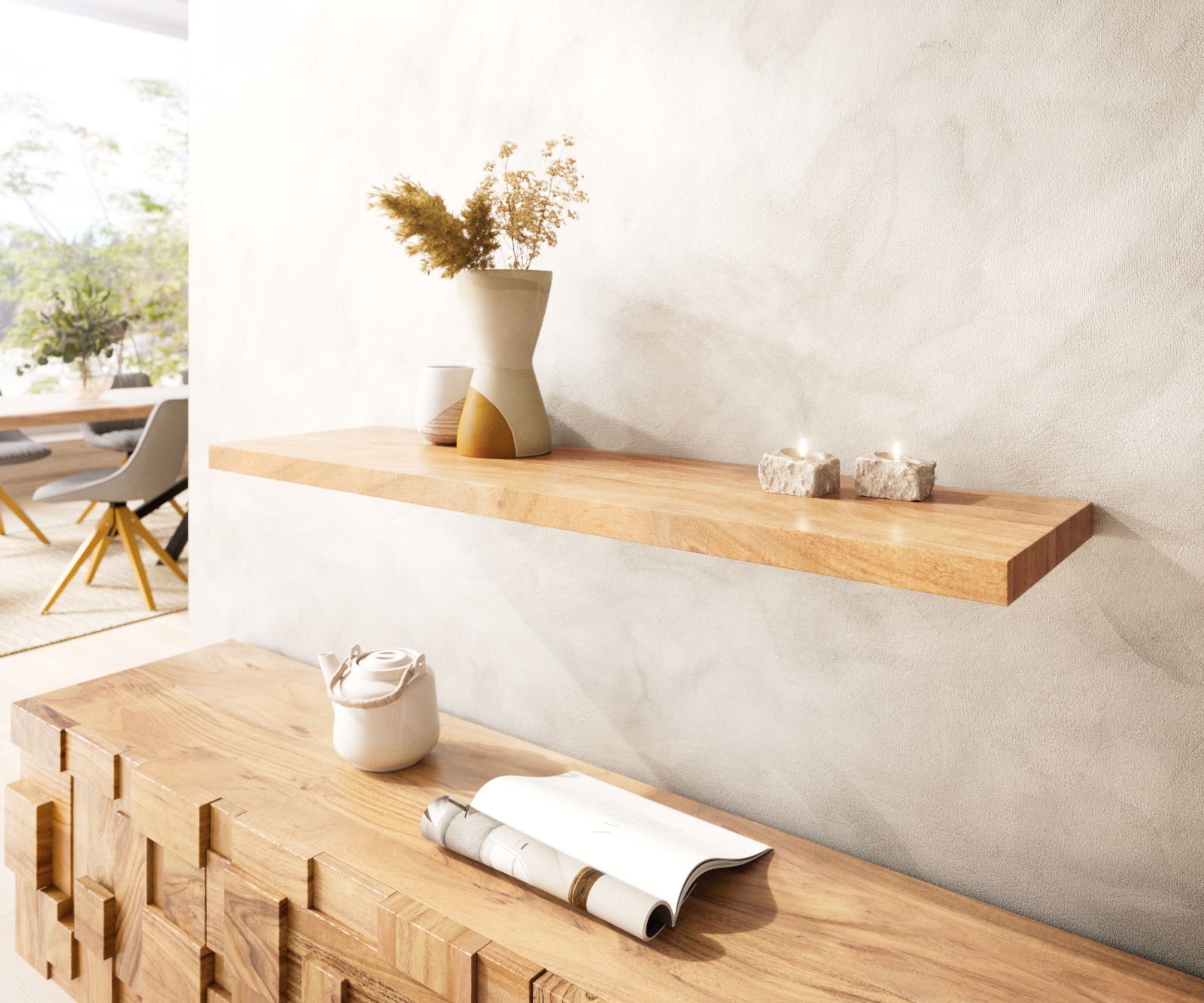 Wandrek Edge 100 cm acacia natuur rechte rand massief Wandrek Edge 100 cm acacia natuur rechte rand massief