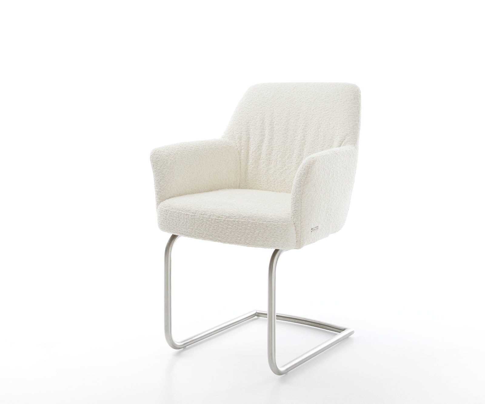 Sledemodel Xana-Flex met armleuning bouclé wit sledemodel rond roestvrij staal pocketveer kern 1