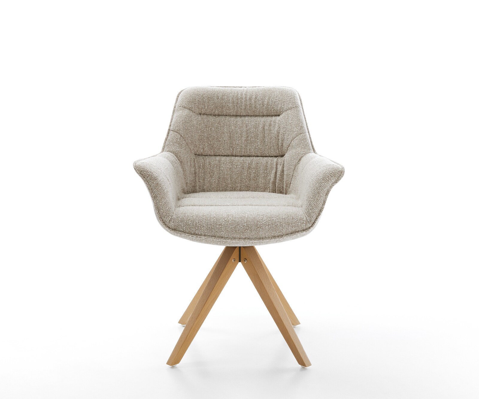 Draaistoel Kaira-Flex geweven stof beige houten frame hoekig natuur 180° draaibaar 2