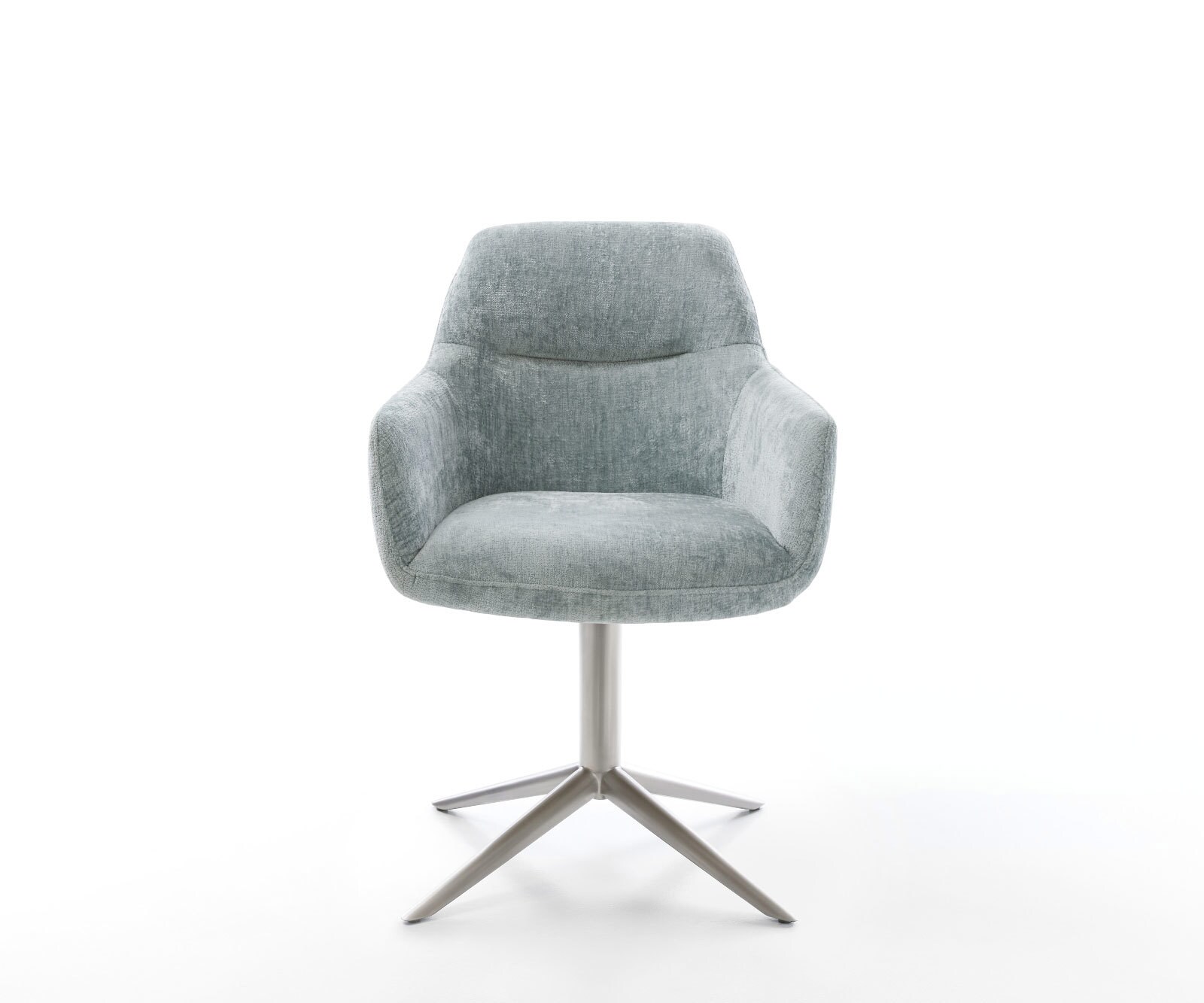 Draaistoel Pejo-Flex chenille pastelblauw kruispoot roestvrij staal 360° draaibaar rocker-functie pocketveer kern 1