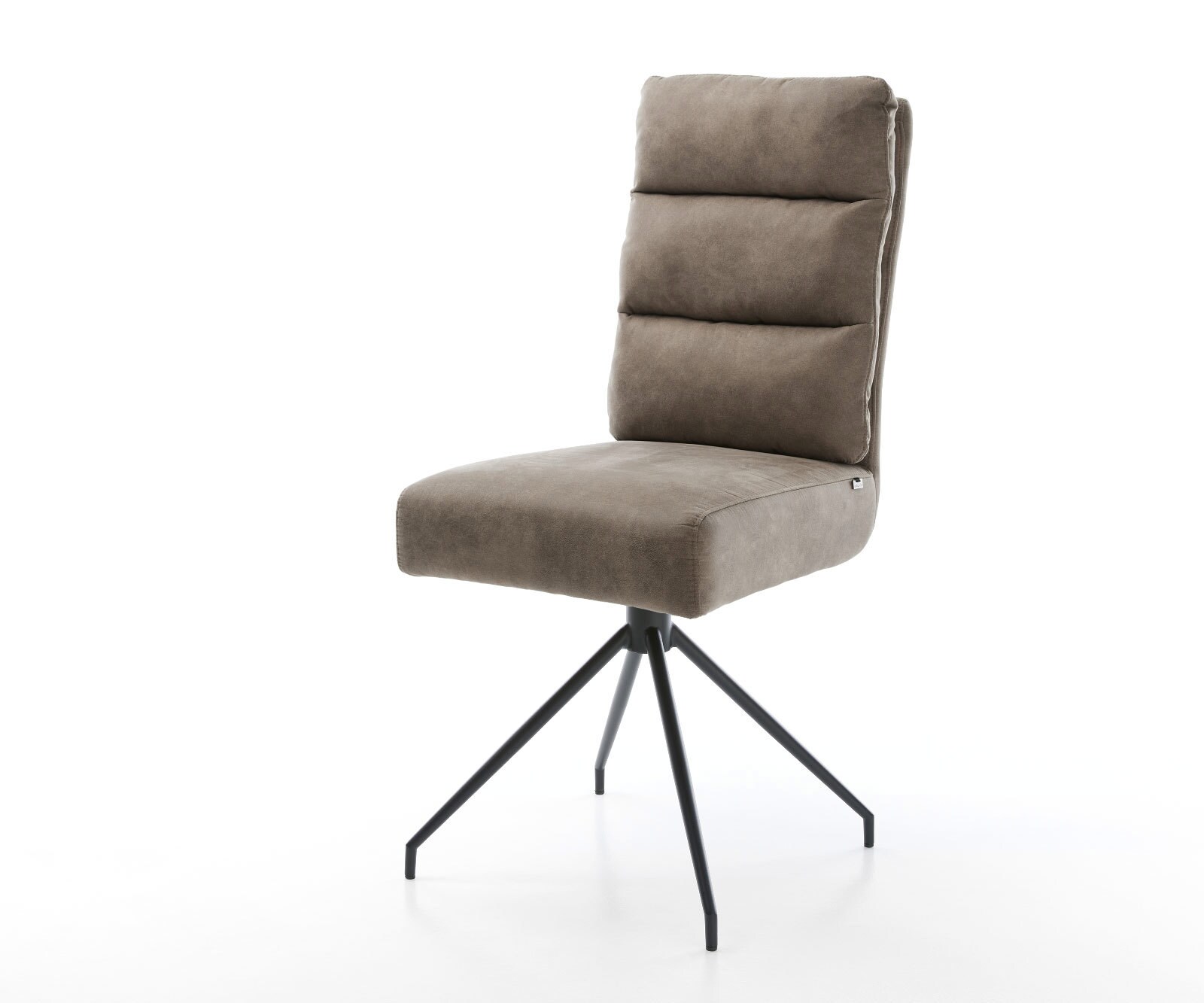 Eetkamerstoel Pela-Flex microvelours taupe vintage kruisframe conisch zwart pocketveer kern
