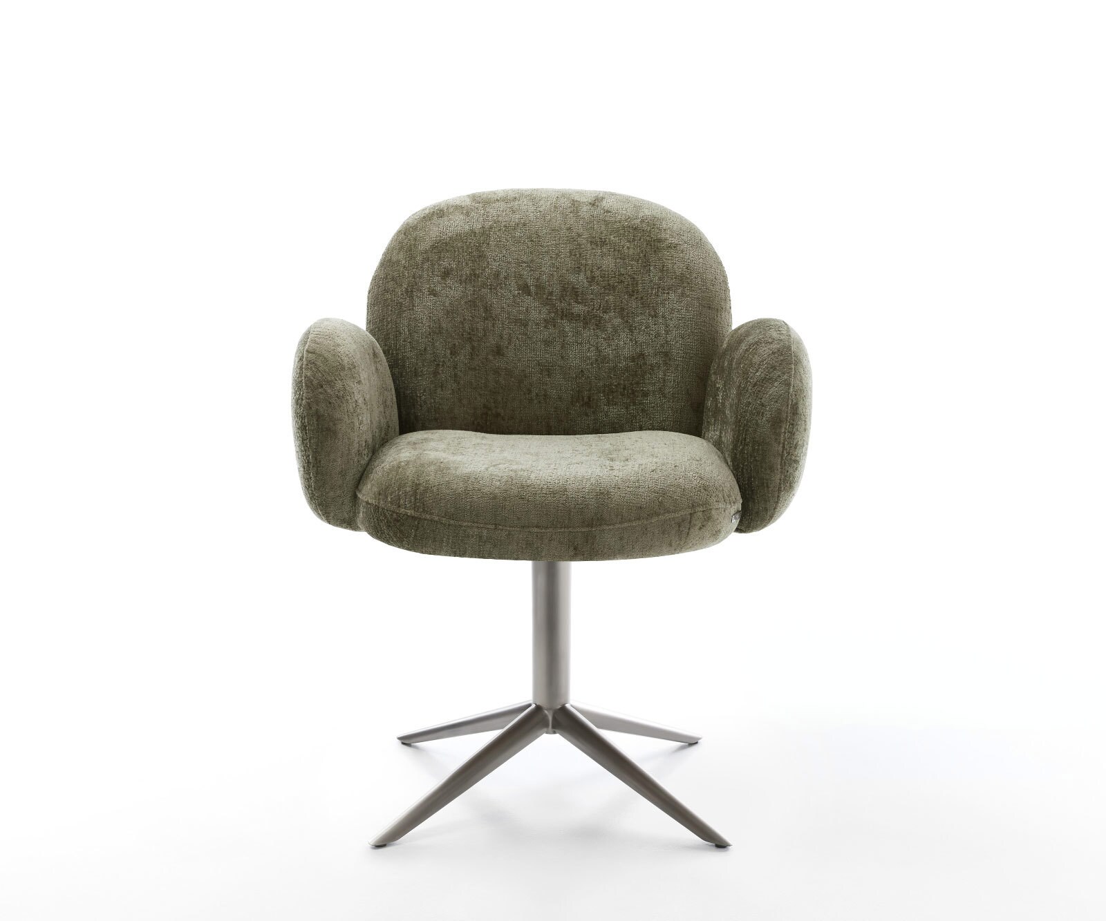 Draaistoel Nube-Flex met armleuning chenille olijfgroen kruispoot grafiet 360° draaibaar rocker-functie pocketveer kern 1