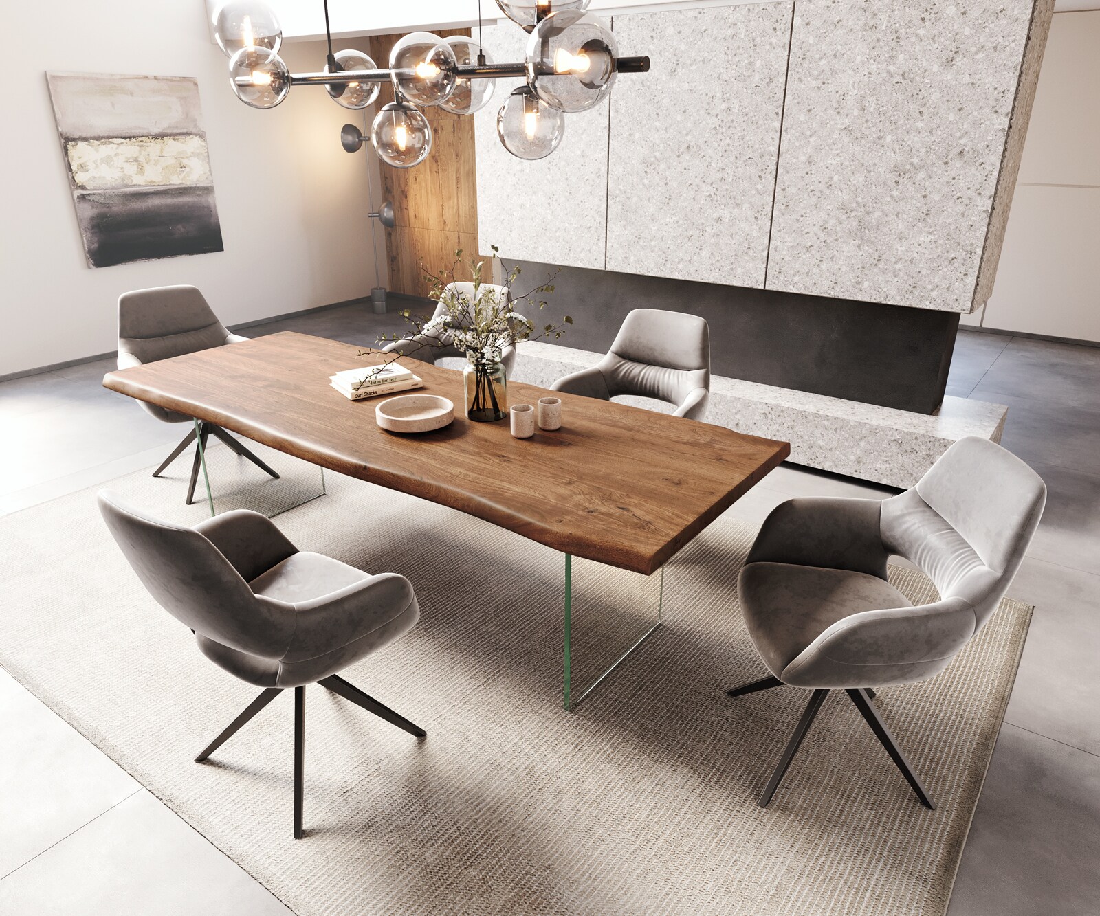 Eettafel Edge 260x100 XL acacia bruin  glas Live-Edge 5